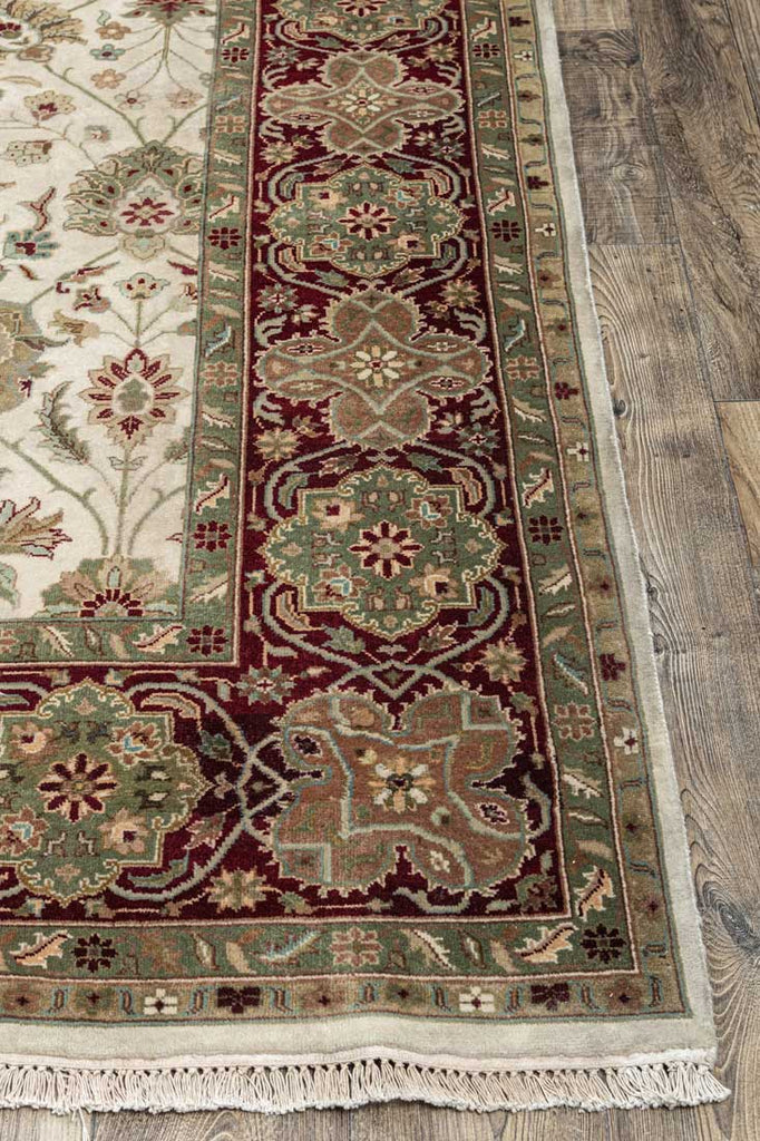 Luxury - Feather Ivory Red Woolen Hand Knotted Premium Carpet