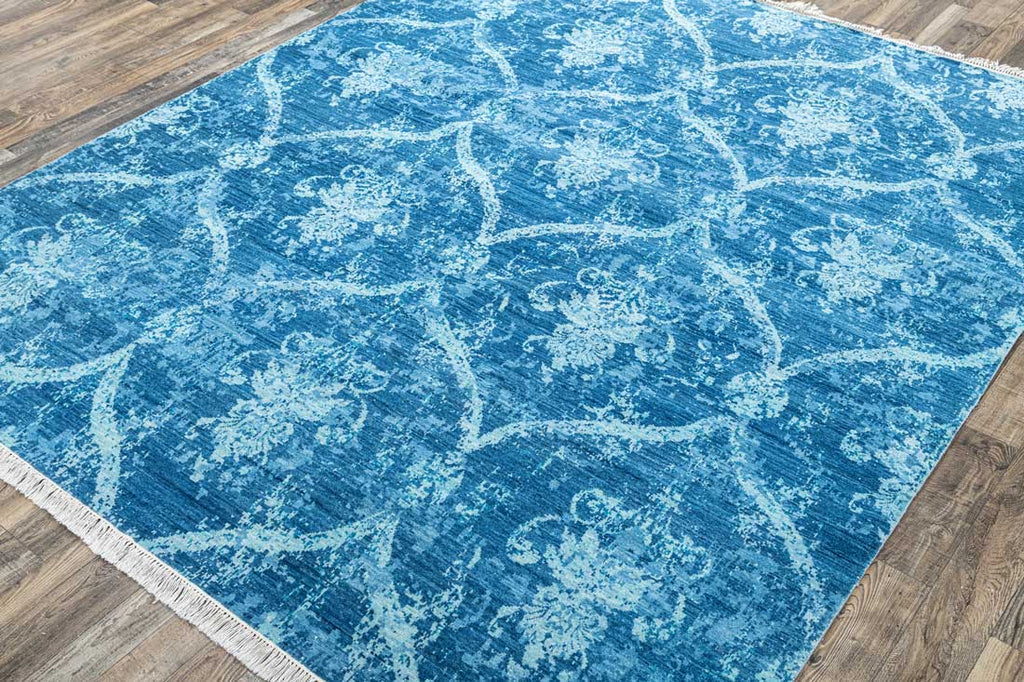 Luxury - Neer Blue Woolen Hand Knotted Premium Carpet