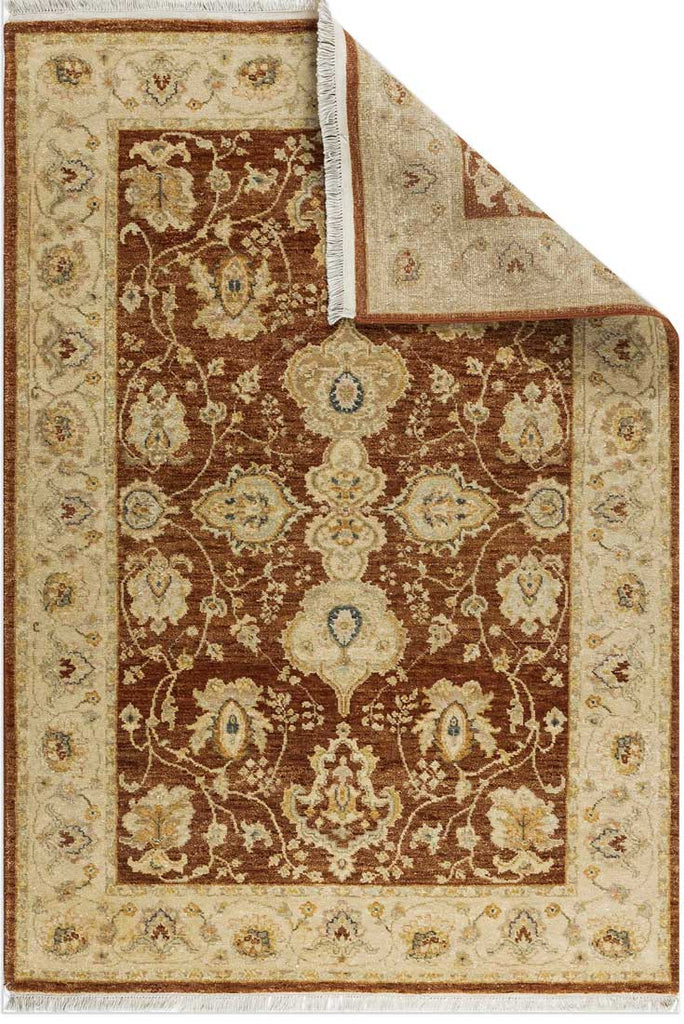 Luxury - Dancer Ivory Red New Zealand Wool Hand Knotted Premium Carpet