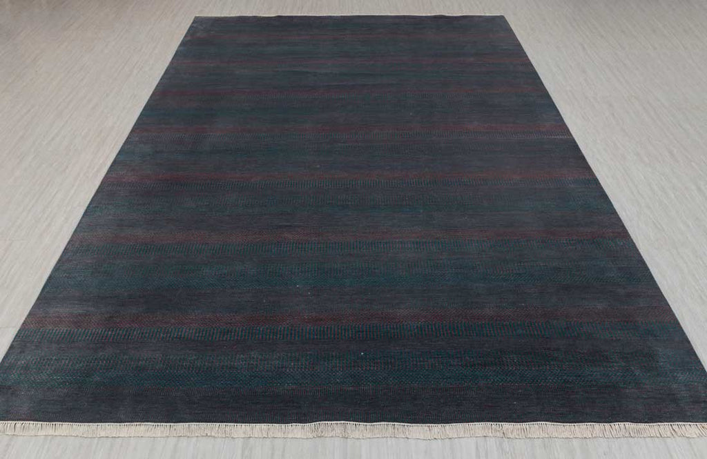 Luxury - Wild Orchid Blue Red Wool & Bamboo Silk Hand Knotted Premium Carpet