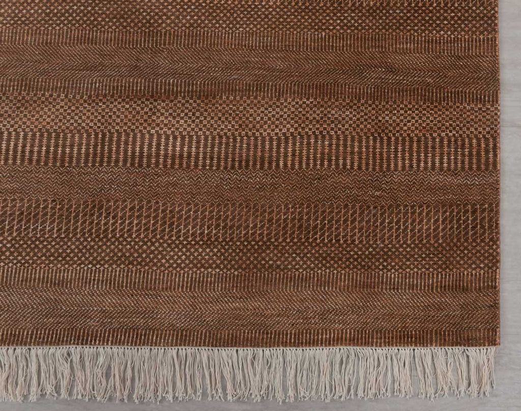 Luxury - Elmore Brown Rust Wool & Bamboo Silk Hand Knotted Premium Carpet