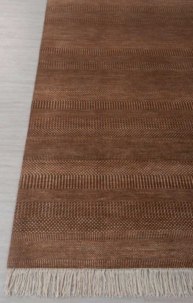 Luxury - Elmore Brown Rust Wool & Bamboo Silk Hand Knotted Premium Carpet