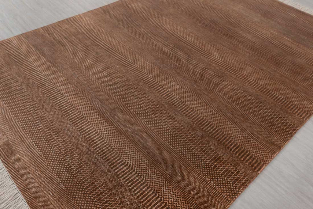 Luxury - Elmore Brown Rust Wool & Bamboo Silk Hand Knotted Premium Carpet