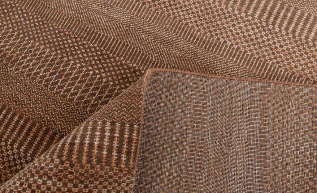 Luxury - Elmore Brown Rust Wool & Bamboo Silk Hand Knotted Premium Carpet