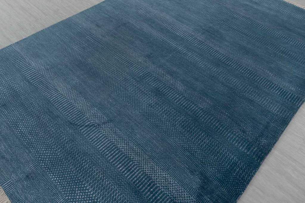 Luxury - Soho Blue Grey Wool & Bamboo Silk Hand Knotted Premium Carpet