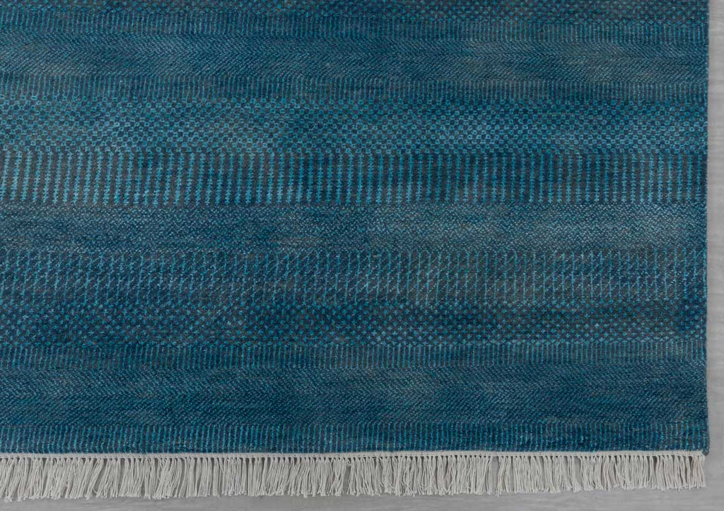 Luxury - Crissy Blue Grey Wool & Bamboo Silk Hand Knotted Premium Carpet