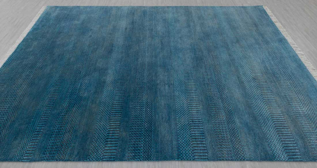 Luxury - Crissy Blue Grey Wool & Bamboo Silk Hand Knotted Premium Carpet