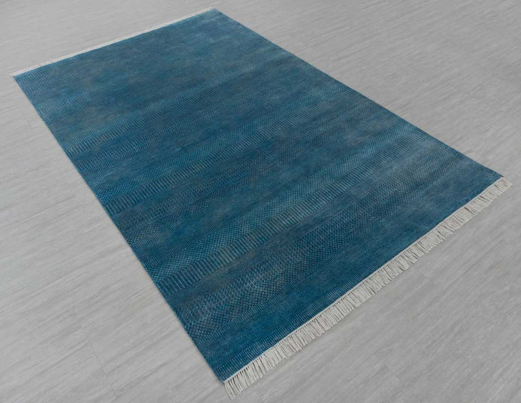 Luxury - Crissy Blue Grey Wool & Bamboo Silk Hand Knotted Premium Carpet