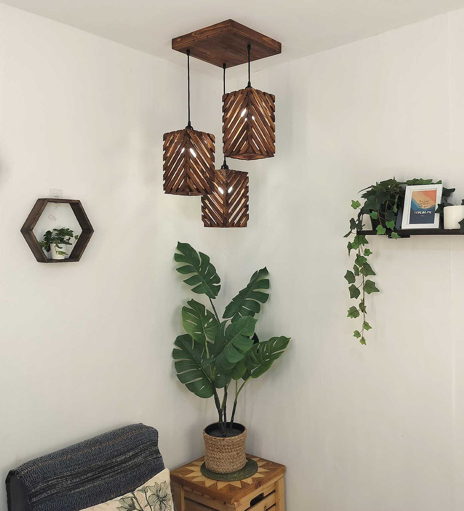 Oblique Brown Cluster Hanging Lamp