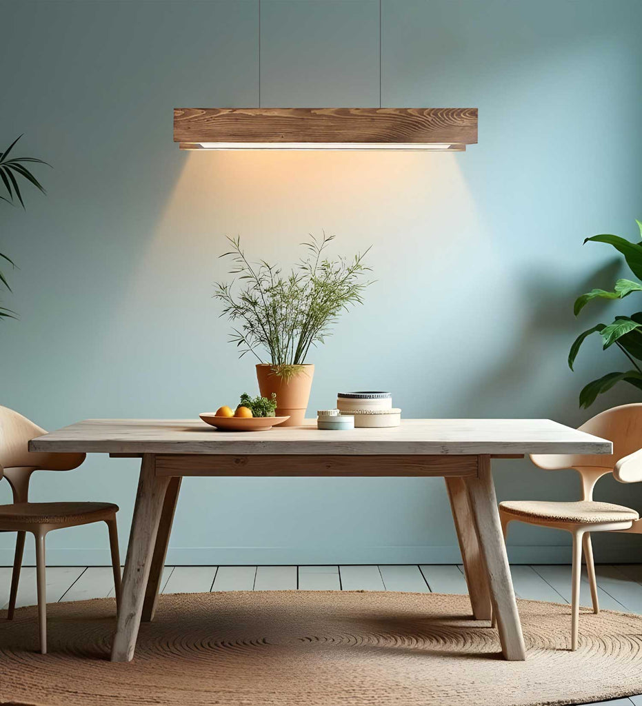 Solid Wood Synergy 36 Led Hanging Lamp With Brown Base