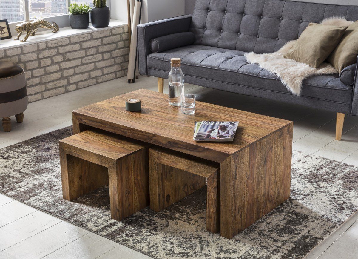 Cube wood on sale coffee table