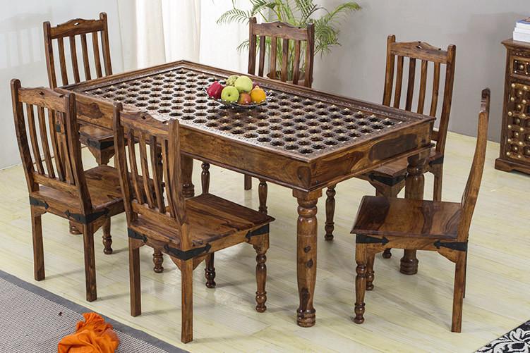 Solid Wood Brass Dining Set C Saraf Furniture