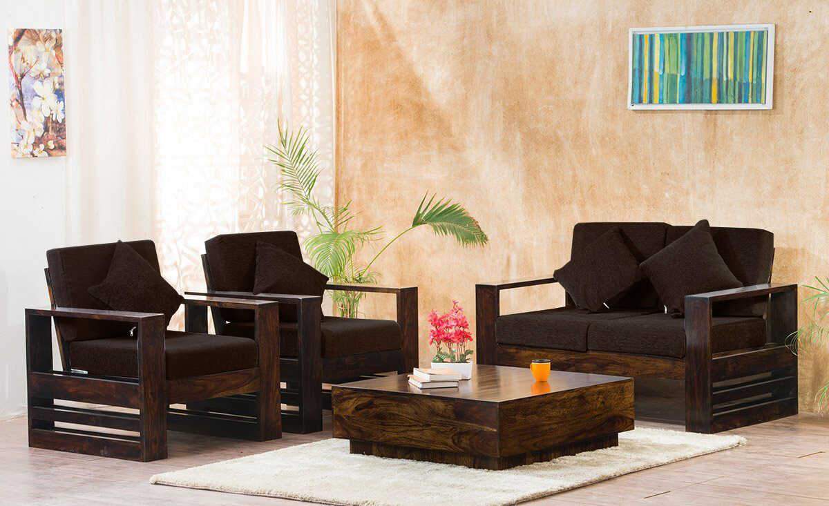 Buy Solid Wood Bennett Sofa Set Online in India - Parsons Sofa Set ...